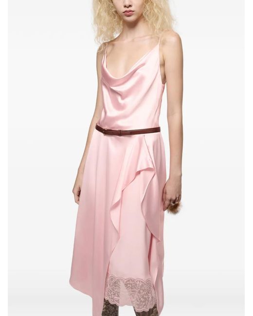 Acne Pink Shiny Satin Slip Dress