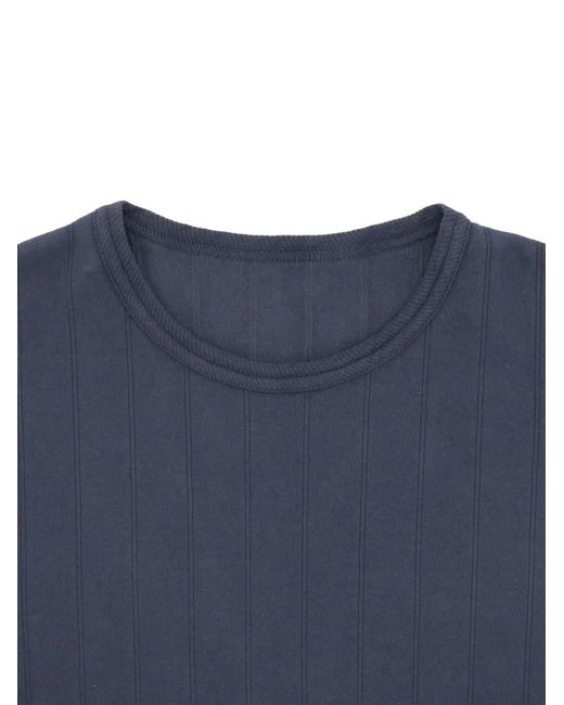 Fortela Blue Tambourine Ribbed Crew-Neck T-Shirt for men