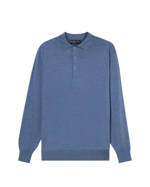 Brooks Brothers Blue Wool Knit Polo Shirt for men