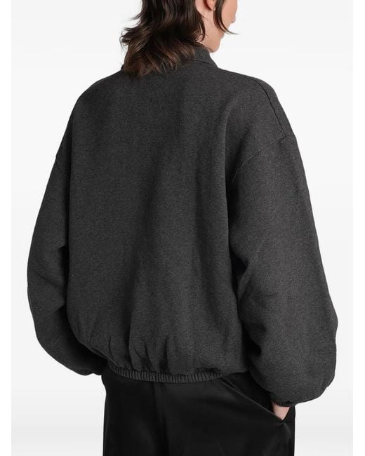 DARKPARK Black Alva Quarter-Zip Elasticated-Hem Cropped Sweatshirt