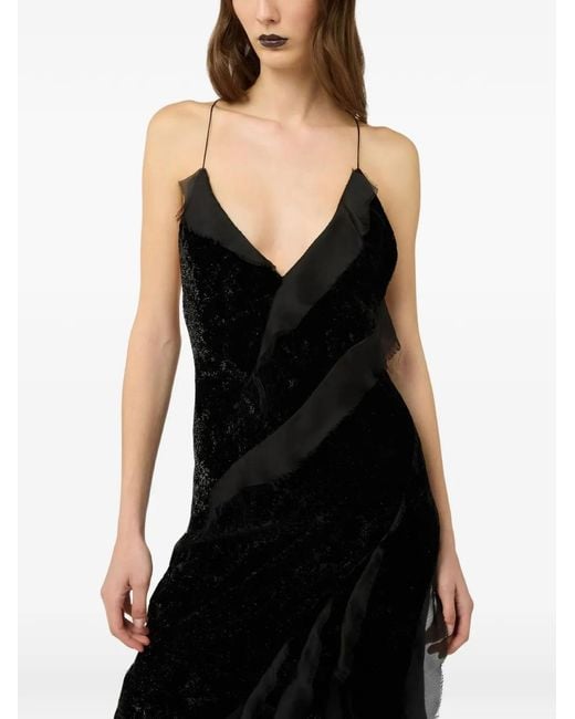 Roberto Cavalli Black Ruffled-Details Maxi Dress