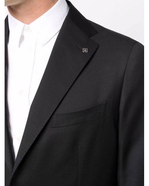 Tagliatore Black Single-Breasted Virgin Wool Suit for men