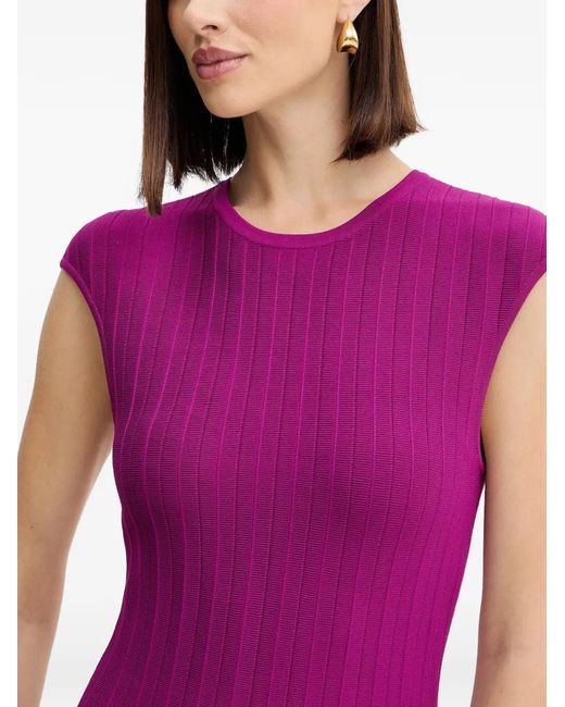 Hervé Léger Pink Bridget Ribbed Pleated Midi Dress