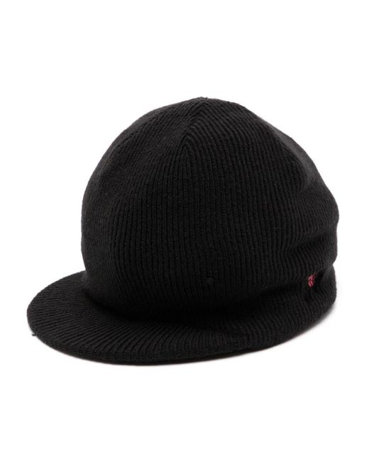 Undercover Black Logo-embroidered Ribbed Beanie