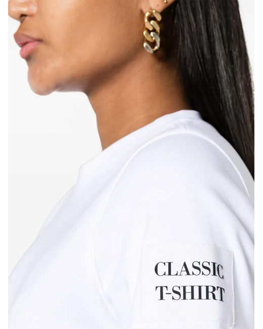 Moschino White Logo-Embroidered Cotton T-Shirt