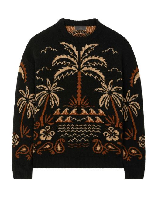 Alanui Glimpse Of Eden Trui Met Palmboom Intarsia in het Black