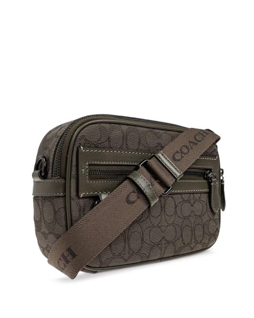 メンズ COACH モノグラム メッセンジャーバッグ Green