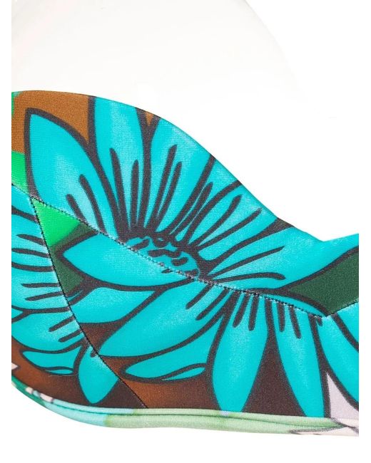 Amir Slama Green Floral-Print Bandeau Bikini