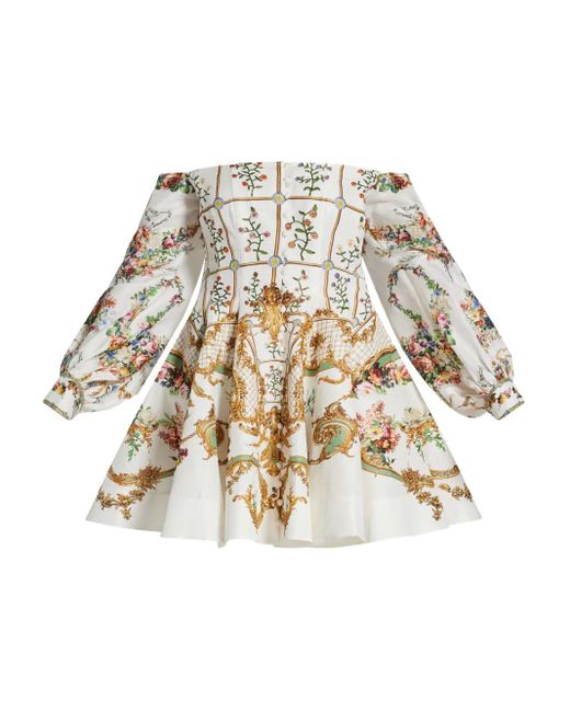 Camilla White Floral-Print Off-Shoulder Dress
