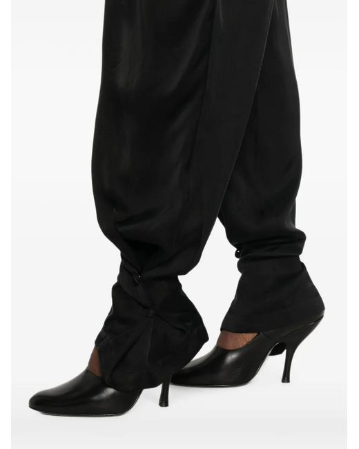 ANDAMANE Black Pleated Ankle-Tie Trousers