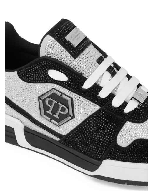 Philipp Plein White Low-Top Sneakers P-Force 78 Strass