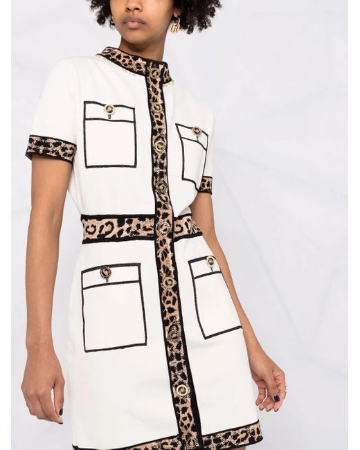 Philipp Plein White Leopard Trim Dress