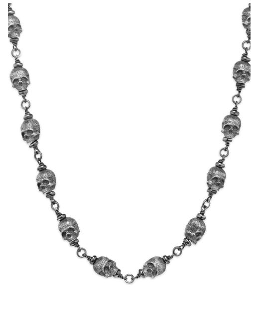 David Yurman Metallic Sterling Silver Skull Necklace for men