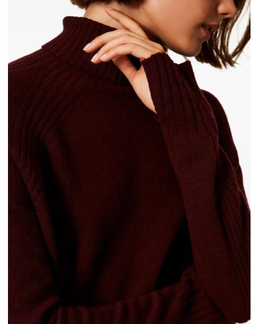 Twinset Purple Gerippter Rollkragenpullover
