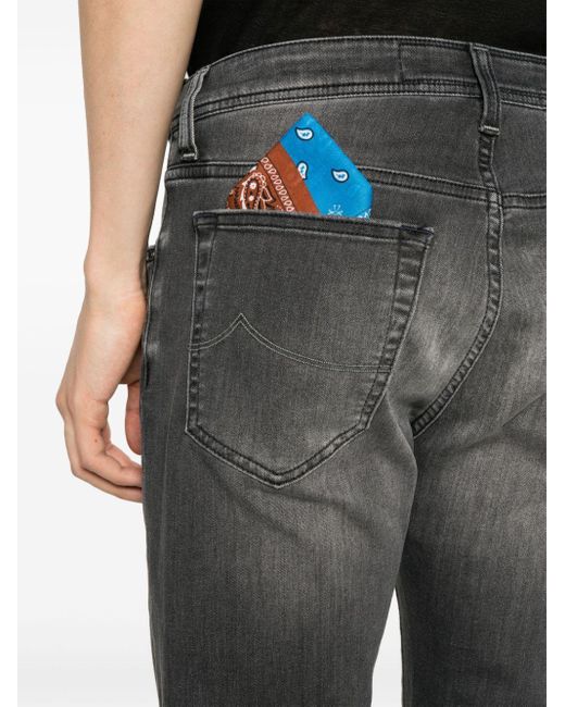 Jacob Cohen Black Scarf-detail Tapered Jeans for men