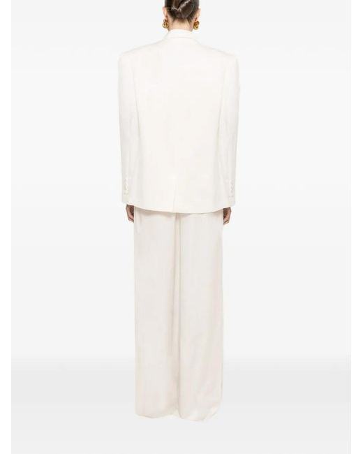 Nissa White Mid-Rise Linen Trousers