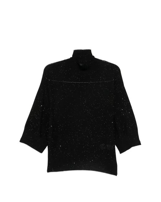 Fabiana Filippi Black Sequin-Embellished High-Neck Knit