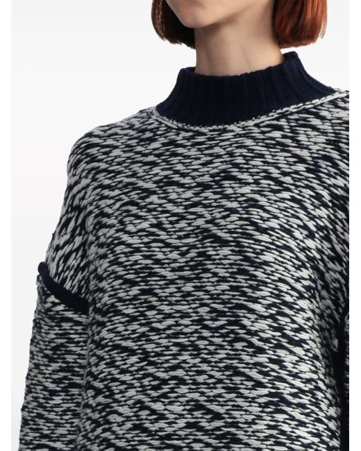 3.1 Phillip Lim Blue High-neck Jacquard Wool Jumper