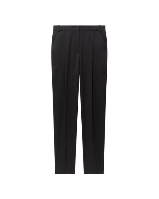 Another Tomorrow Black Peg Pleated Trousers