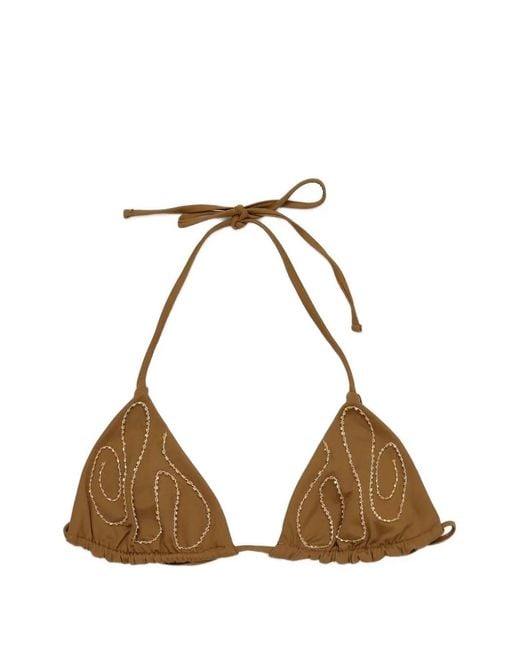 Paloma Wool Natural Sharpie Bead-Embellished Bikini Top