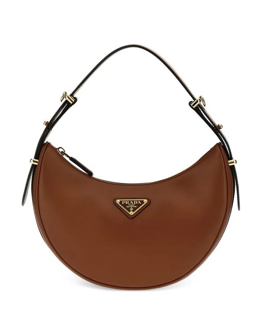 Prada Brown Arquè Adjustable Leather Shoulder Bag