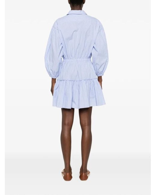 Sandro Blue Striped-Pattern Mini Dress