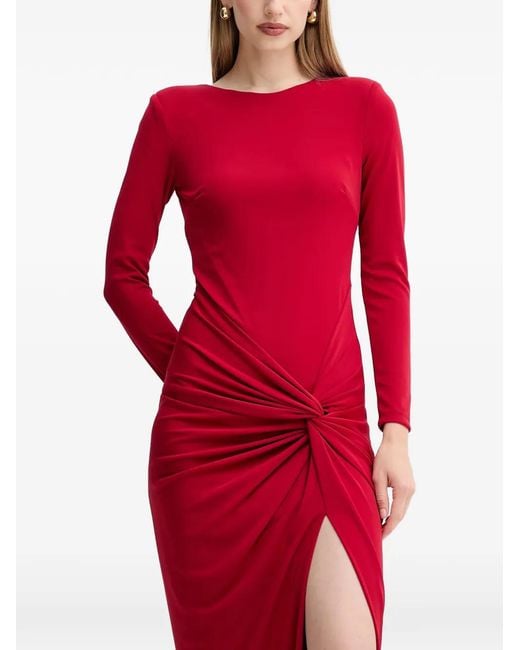 Fracomina Women's Red Long-Sleeve Twisted Maxi Dress - coffeafoods.com