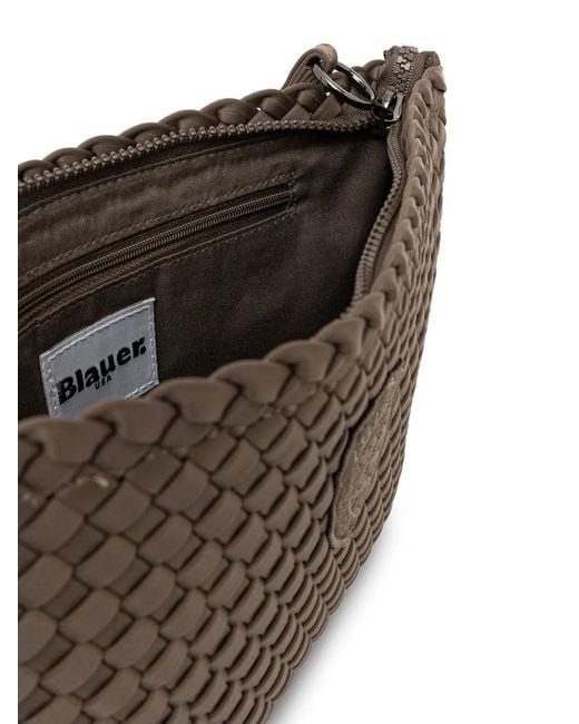 Blauer Brown Gewebte Clutch Mit Logo-Patch