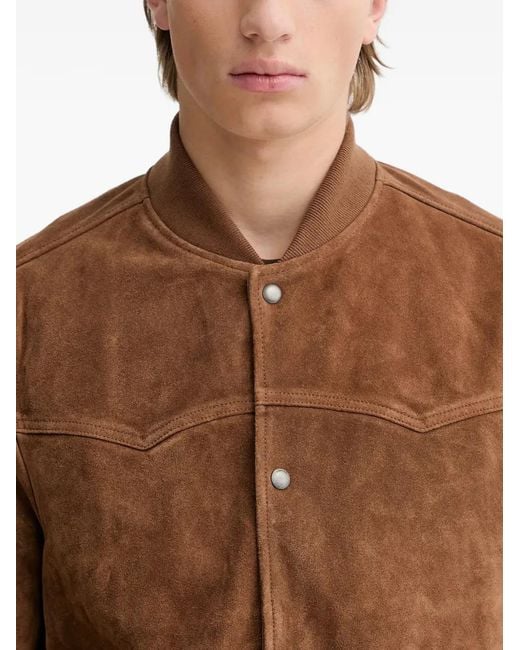 AllSaints Brown Buttoned Leather Jacket for men