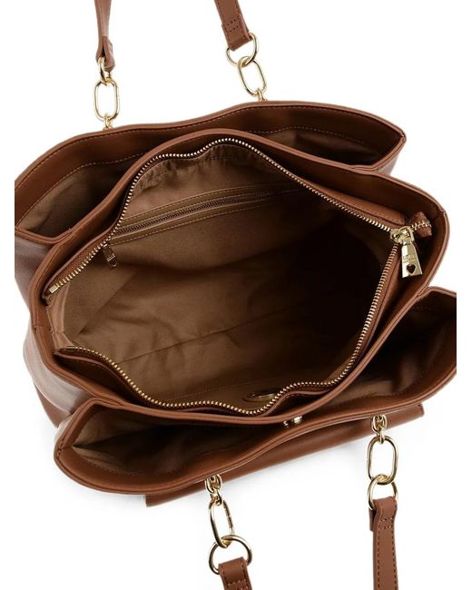 Love Moschino Brown Heart-Plaque Tote Bag