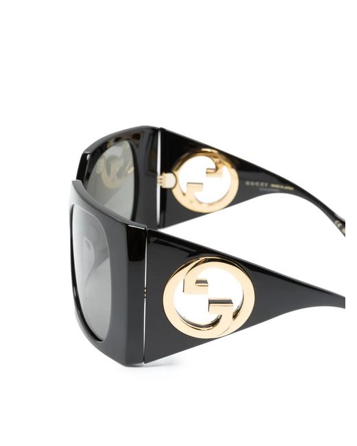 Gucci Gray Interlocking G Square-Frame Sunglasses