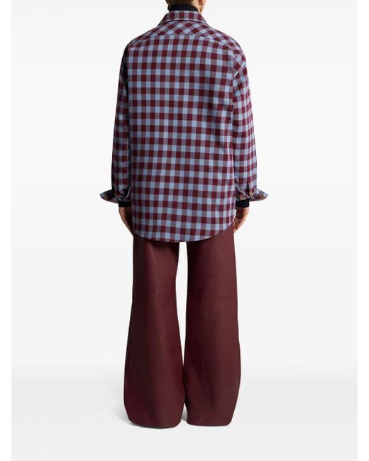 Etro Blue And Light Overshirt With Check Motif