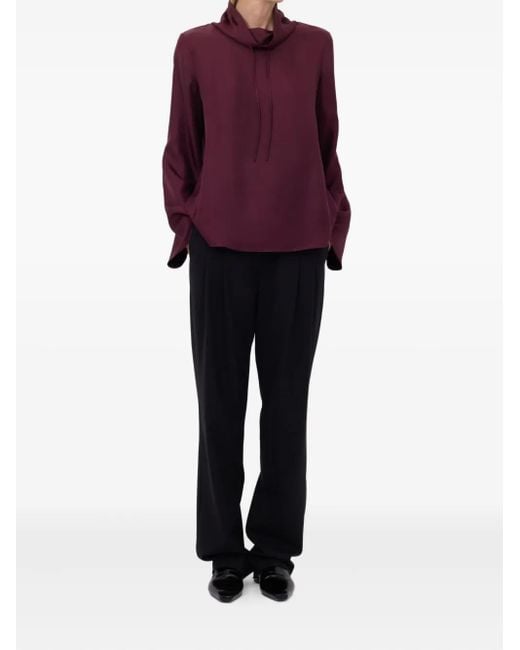 Loulou de Saison Purple Drawstring-Neck Wide-Sleeve Top