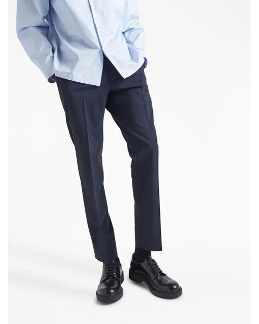 Prada Blue Light Stretch Wool Pants for men