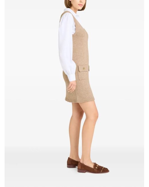 Cinq À Sept Natural Vivianne Pocket V-Neck Mini Dress