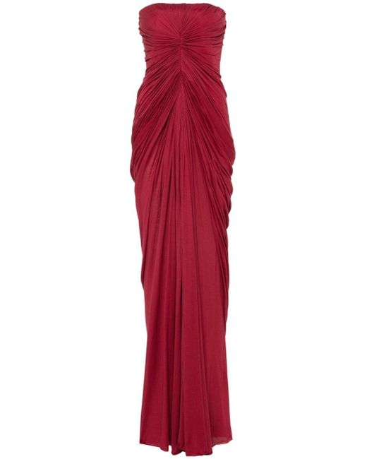 Rick Owens Red Ruched Maxi Dress