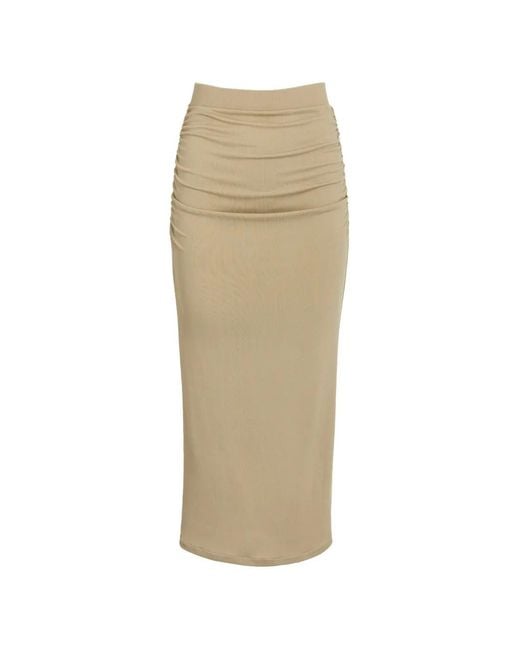 Silvia Tcherassi Natural Karli Ruched Midi Skirt