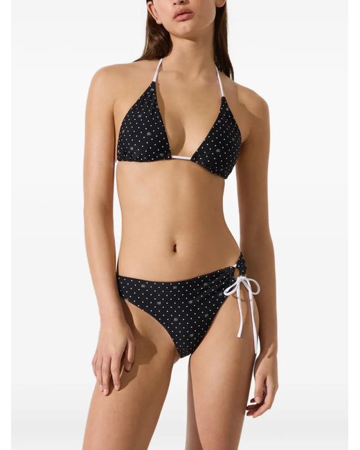 Karl Lagerfeld Black Polka-Dot Triangle Bikini Top
