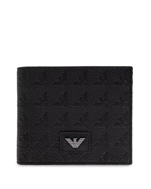 Emporio Armani Black Logo-Debossed Wallet for men
