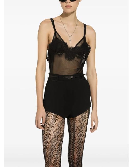 Dolce & Gabbana Black Lace-Trimmed Tank Top