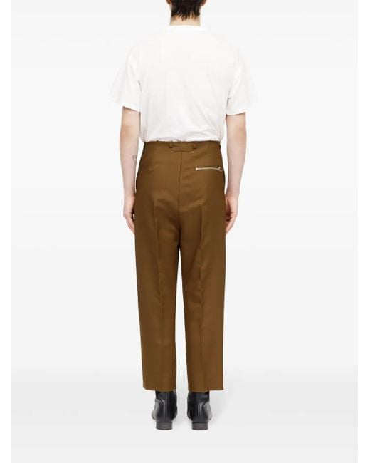 MM6 by Maison Margiela Natural Zip-Detail Tapered Trousers for men