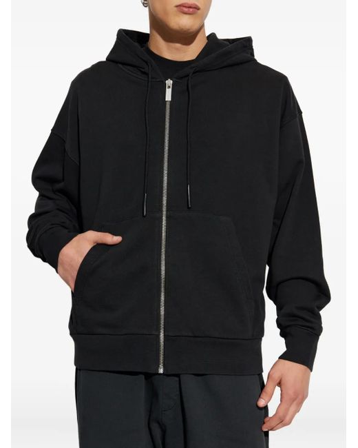 44 Label Group Black Zip-Up Cotton Hoodie for men