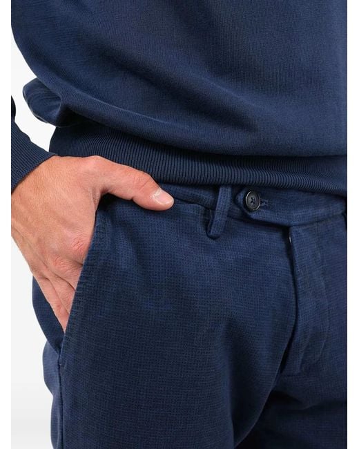 Al Duca D'aosta Blue Brushed-Cotton Chino Trousers for men