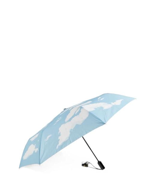 Moschino Blue Cloud-Print Folding Umbrella