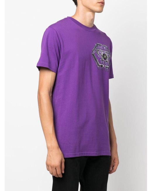メンズ Philipp Plein ロゴ Tシャツ Purple