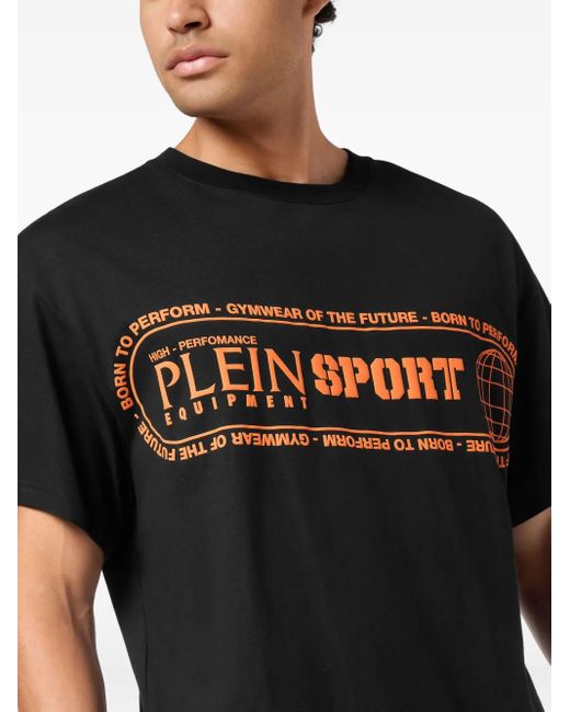 Philipp Plein Black Logo-Print Round-Neck T-Shirt for men