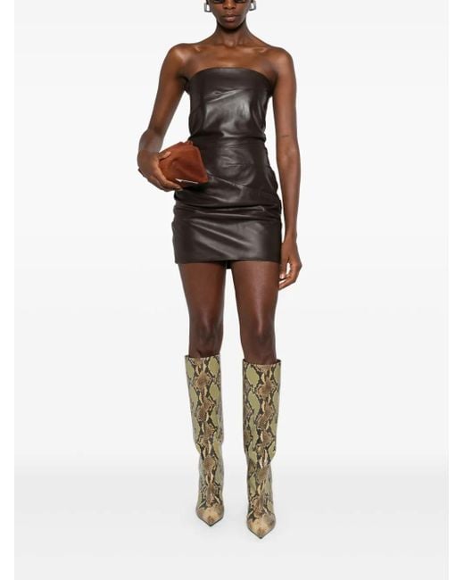 The Attico Black Strapless Draped Mini Dress