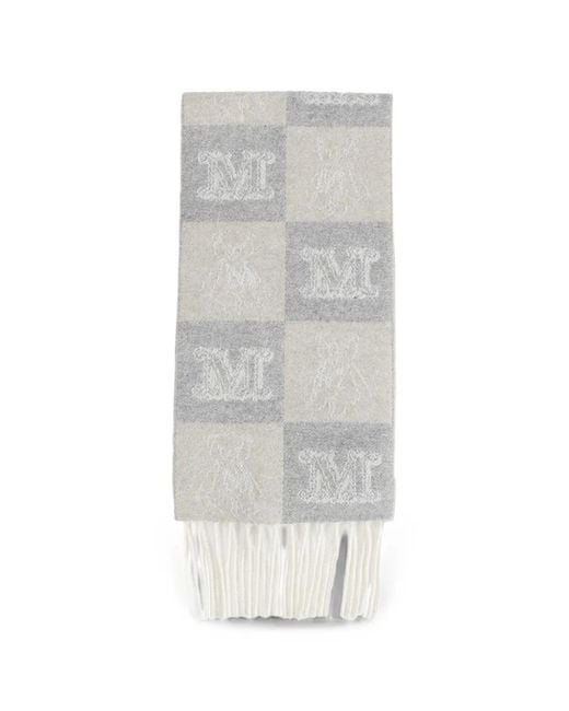 Max Mara White Checkered Monogram Scarf