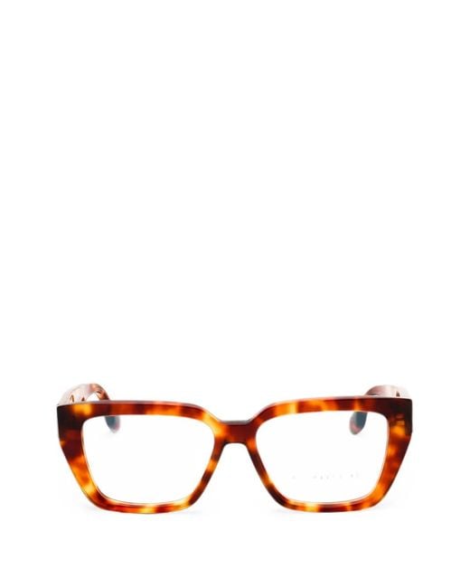 Victoria Beckham Brown Tortoiseshell-Effect Rectangle-Frame Glasses