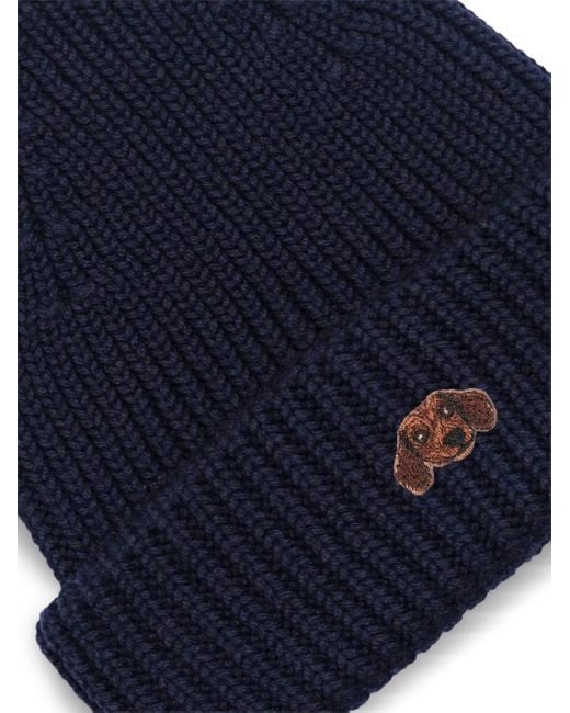 PELO FOUNDATION Blue Sausage Dog Patch Beanie